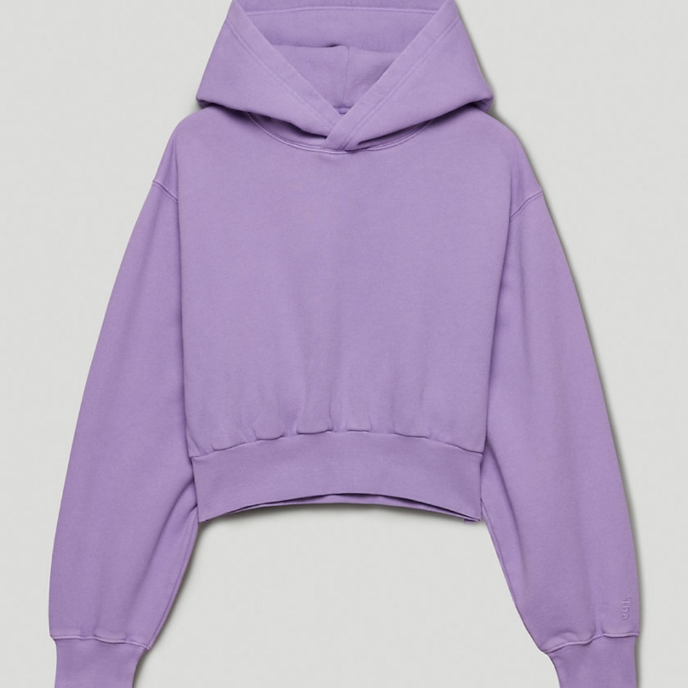 Aritiza tna cozy fleece perfect shrunken hoodie crop pullover petal purple - Picture 2 of 8